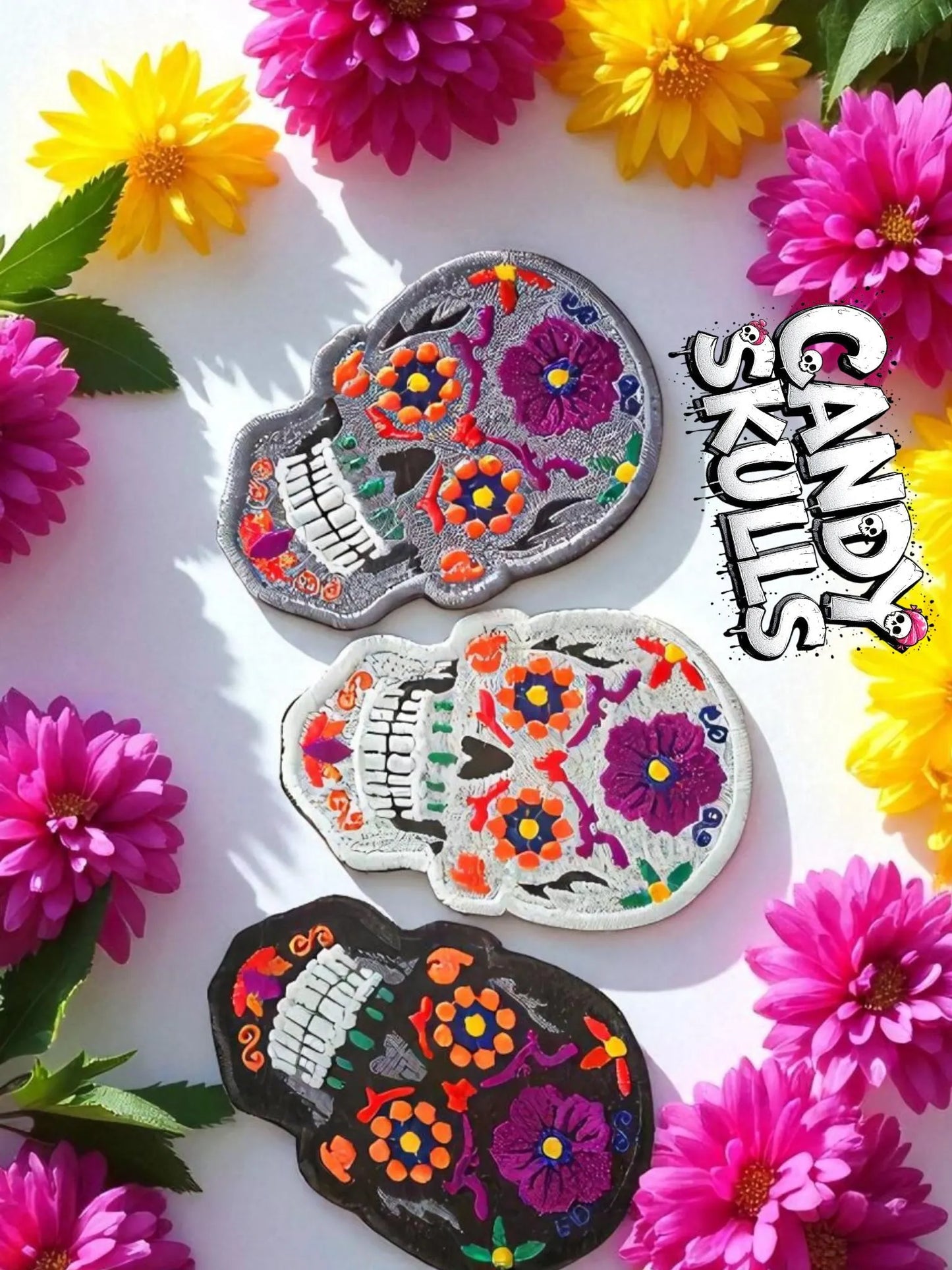Large Embroidered Candy Skull Iron-On Patch: Sugar Calavera Applique for DIY Clothing (12cm x 8cm)