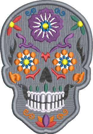 Large Embroidered Candy Skull Iron-On Patch: Sugar Calavera Applique for DIY Clothing (12cm x 8cm)