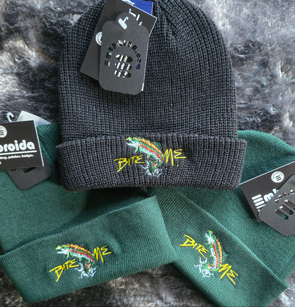 Bite Me Carp Fishing Beanie, Fishing Gift for Anglers, Embroidered Beanie, Fisherman Gift, Knit Winter Hat
