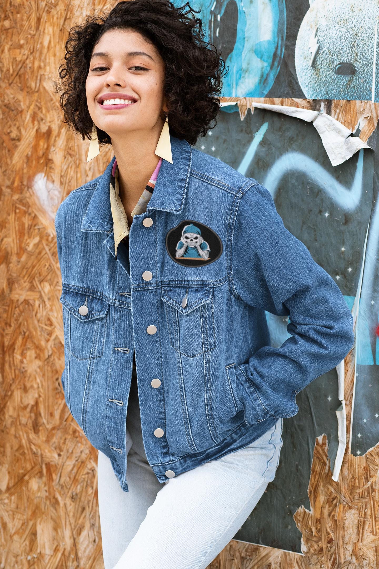 Quirky Embroidered Skeleton Iron-On Patch for Custom Jackets & Caps - High-Quality Stitching, Unique Design, Easy Application