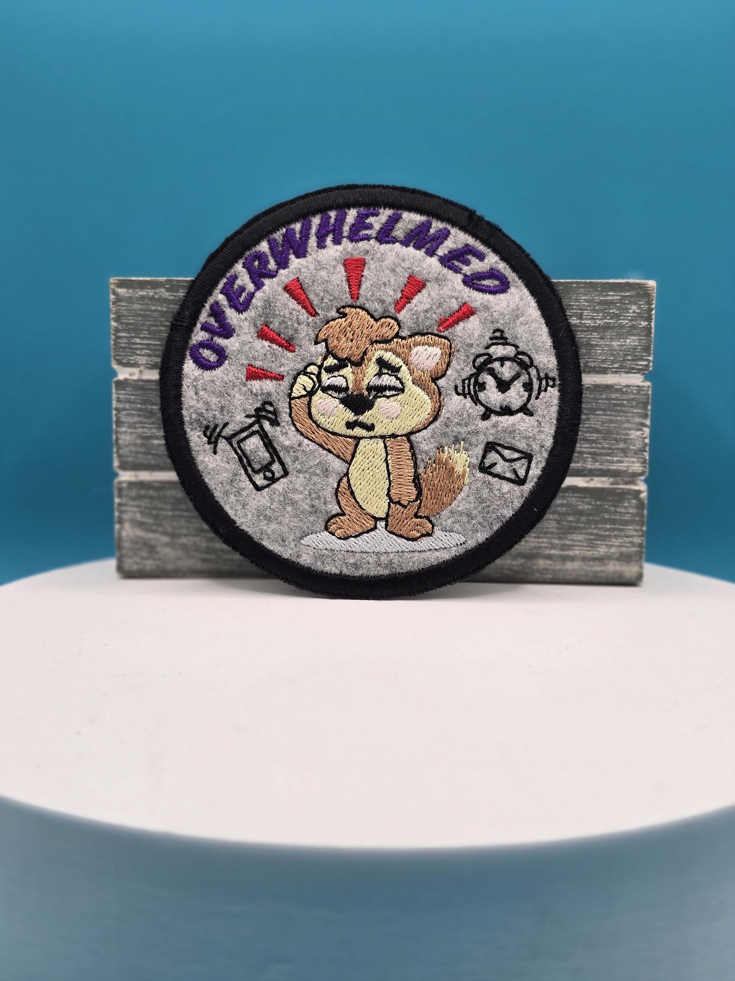 Iron-On Patch, Funny Embroidered Patch, Life Stresses, Overwhelmed with email, mobile phones and alarms