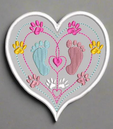 Iron on Patch for Baby and Puppy Lovers, Dog Embroidery Patch, Baby and Puppy Bag Accessory, Pet Applique, Craft Supplies, UK