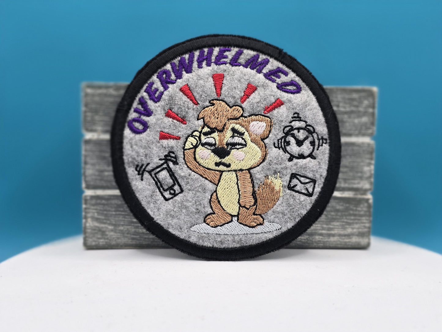Iron-On Patch, Funny Embroidered Patch, Life Stresses, Overwhelmed with email, mobile phones and alarms
