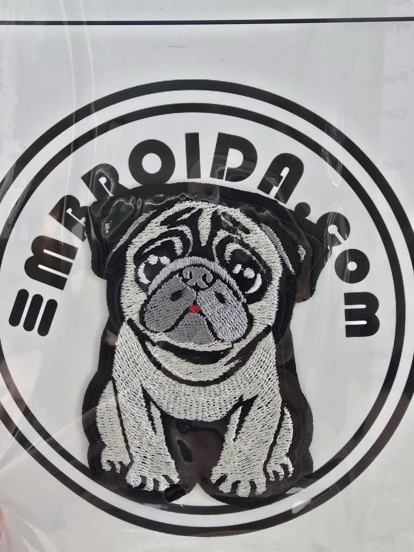 Small 8cm x 6cm, Pug Iron-On Patch, Dog Lovers Gift, Pug Lovers, Bag Patches, Jeans Patch, Cute Patch - Chinchilla
