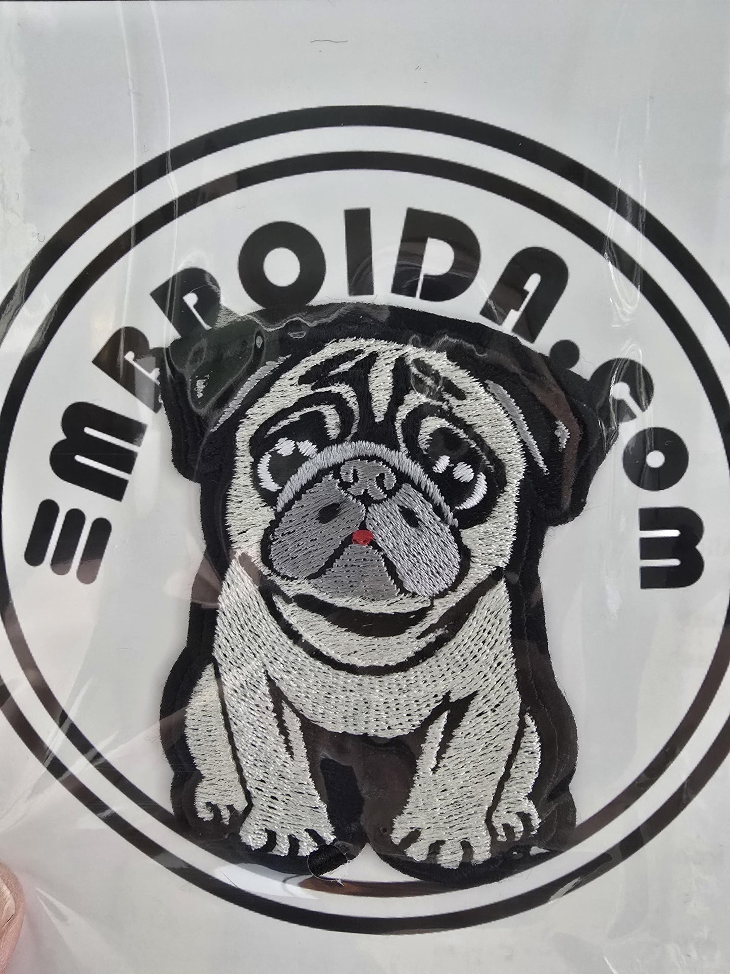 Small 8cm x 6cm, Pug Iron-On Patch, Dog Lovers Gift, Pug Lovers, Bag Patches, Jeans Patch, Cute Patch - Chinchilla