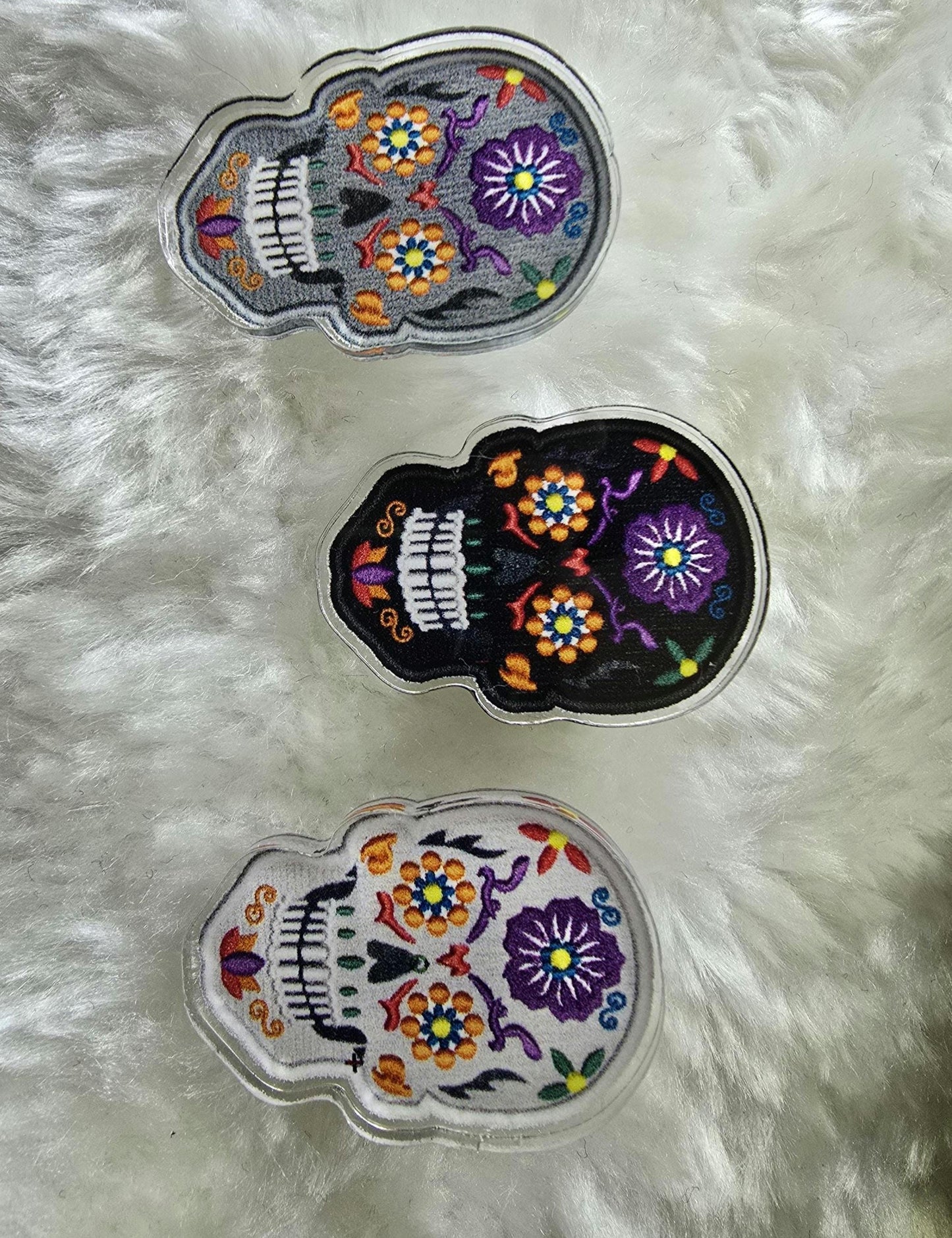 Large Embroidered Candy Skull Iron-On Patch: Sugar Calavera Applique for DIY Clothing (12cm x 8cm)