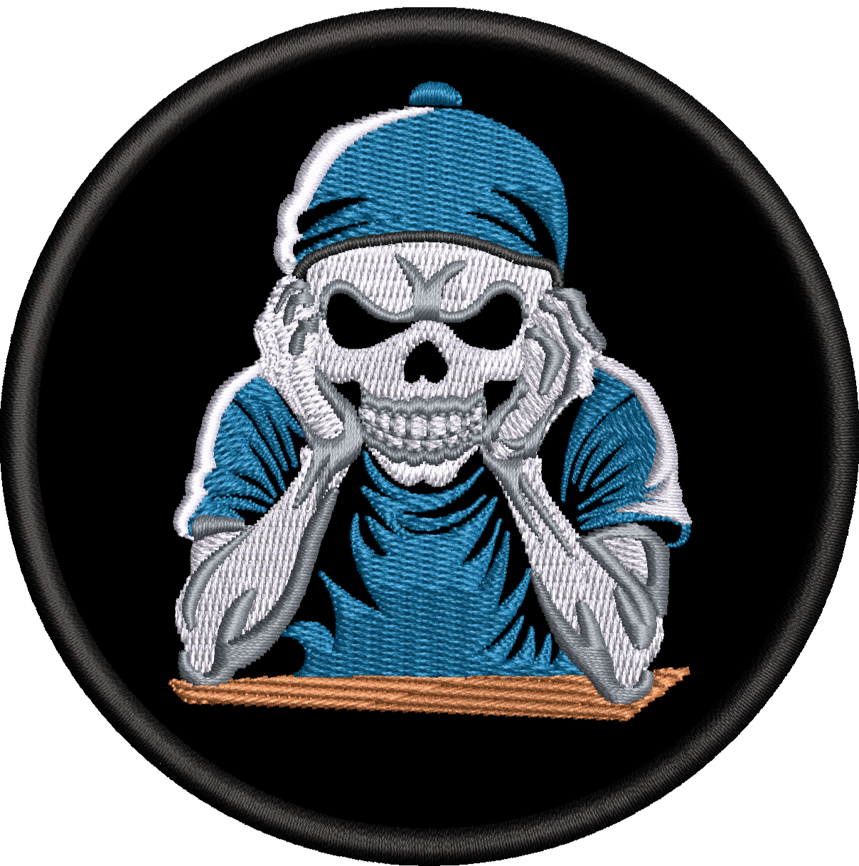 Embroidered Bored Skeleton Iron On Patch, Baseball Cap Skeleton Patch, Custom Jacket Patch, Sew On Skeleton Patch, Embroidery Patch