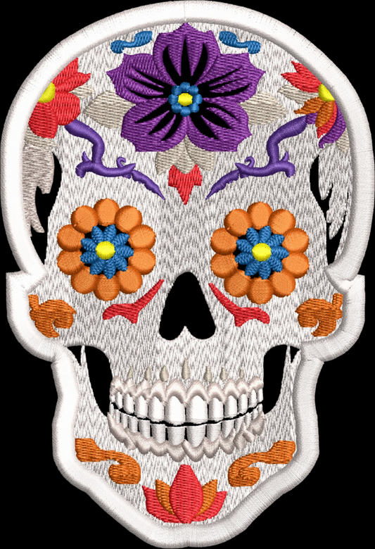 Candy Skull Embroidered Iron-On Patch, Sugar Skull Applique, Calaveras Patch, Skull Badge, DIY Clothing, UK
