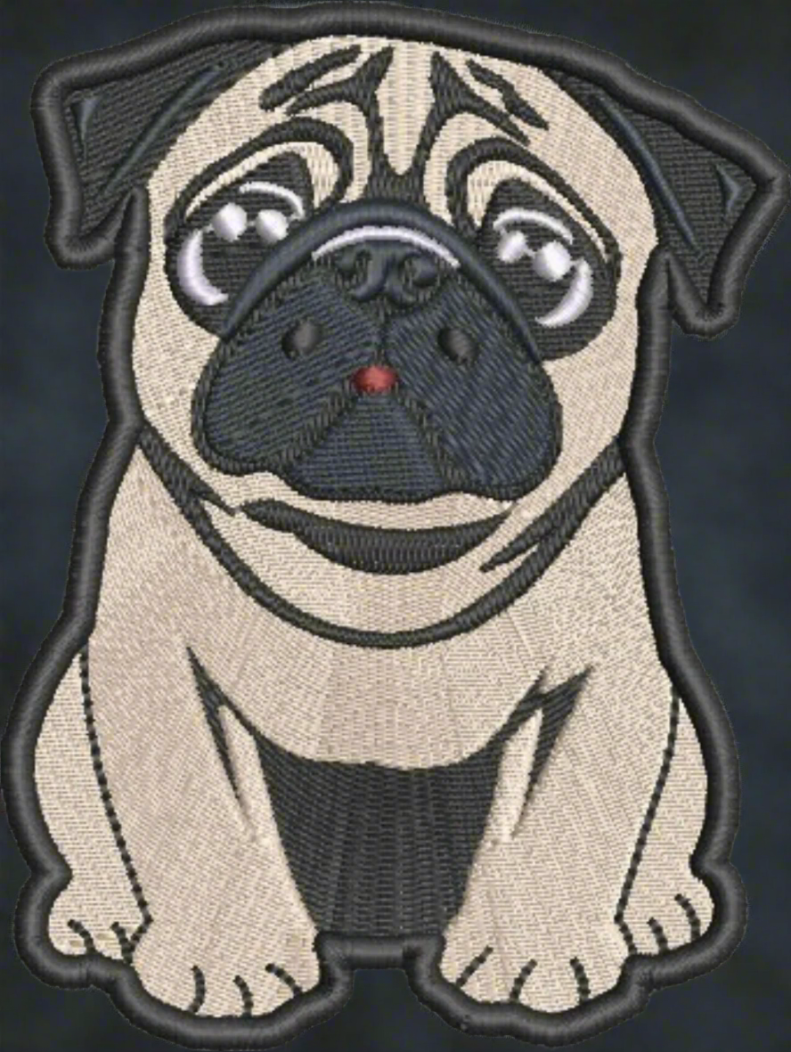 Large Pug Iron-On Patch, 12cm x 8.5cm, Dog Lovers Gift, Pug Lovers, Bag Patches, Jeans Patch, Cute Patch