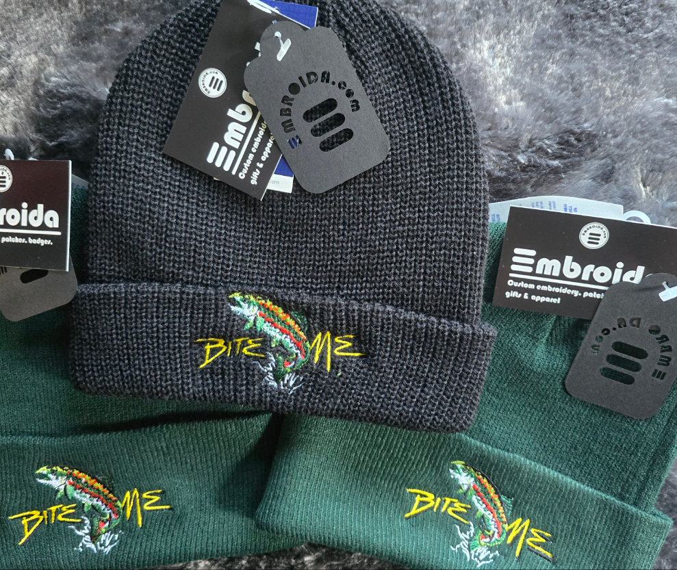 Bite Me Carp Fishing Beanie, Fishing Gift for Anglers, Embroidered Beanie, Fisherman Gift, Knit Winter Hat