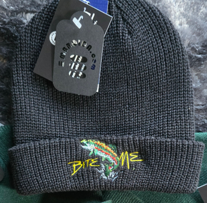 Bite Me Carp Fishing Beanie, Fishing Gift for Anglers, Embroidered Beanie, Fisherman Gift, Knit Winter Hat