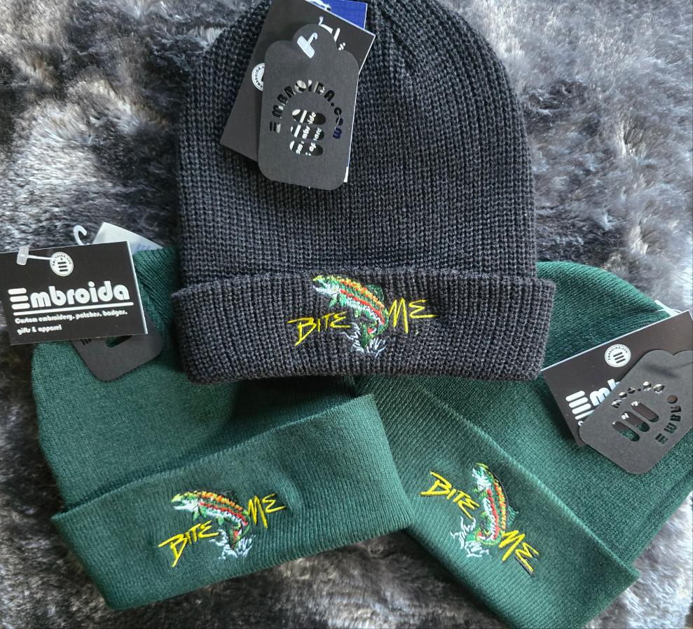 Bite Me Carp Fishing Beanie, Fishing Gift for Anglers, Embroidered Beanie, Fisherman Gift, Knit Winter Hat