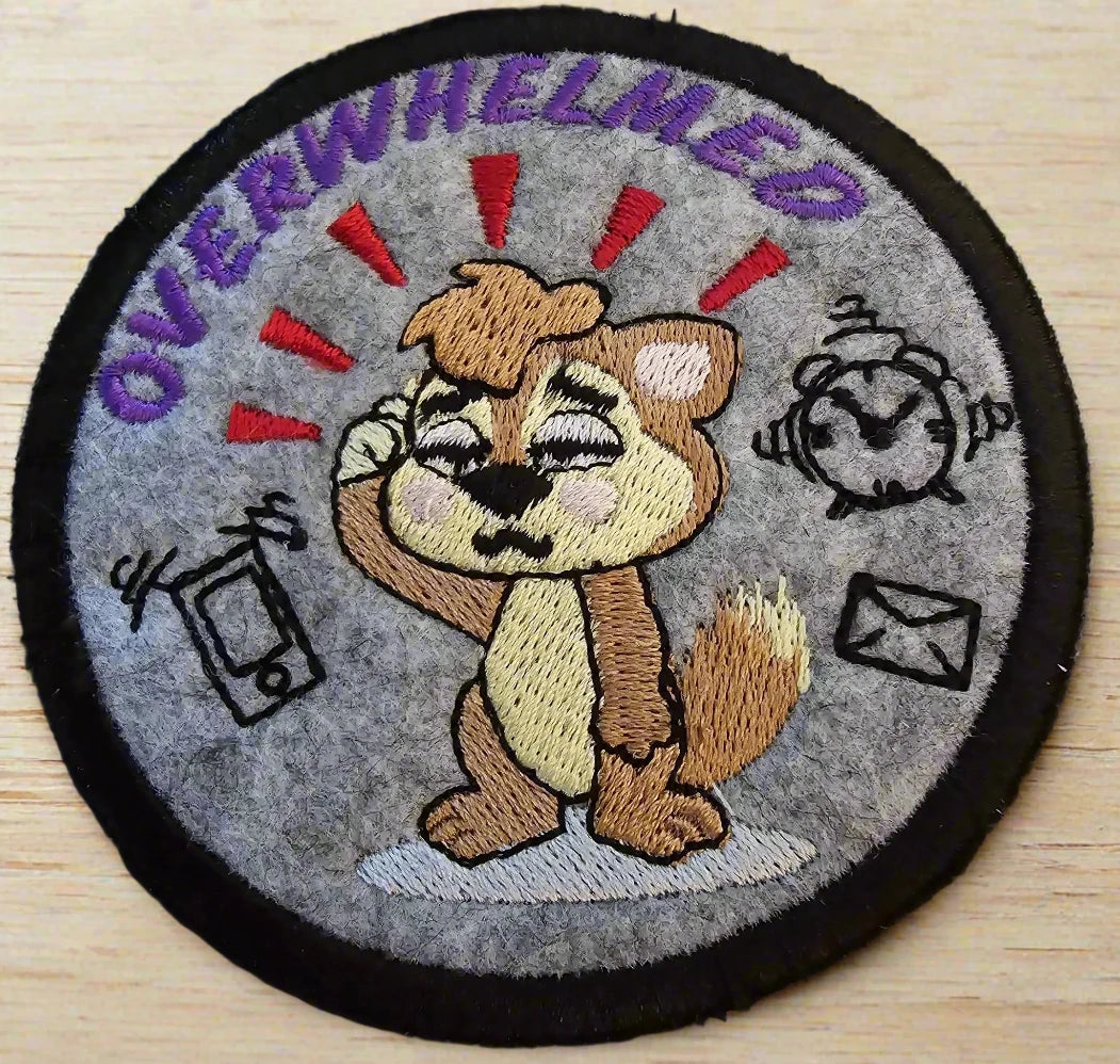 Iron-On Patch, Funny Embroidered Patch, Life Stresses, Overwhelmed with email, mobile phones and alarms