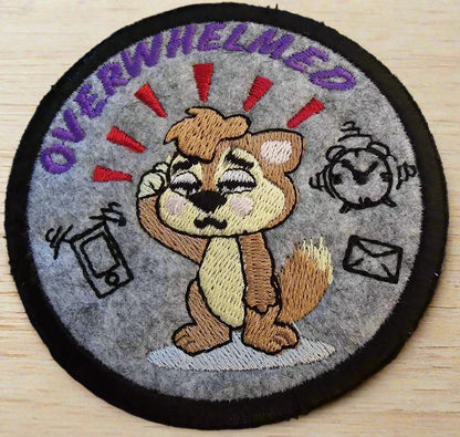 Iron-On Patch, Funny Embroidered Patch, Life Stresses, Overwhelmed with email, mobile phones and alarms