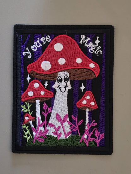 You're Magic Iron on Embroidered Patch - 11cmx8.5cm - Whimsical Magic Mushrooms, Charming Patch