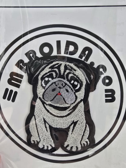 Small 8cm x 6cm, Pug Iron-On Patch, Dog Lovers Gift, Pug Lovers, Bag Patches, Jeans Patch, Cute Patch - Chinchilla