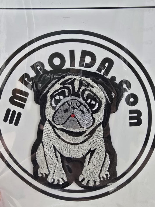 Small 8cm x 6cm, Pug Iron-On Patch, Dog Lovers Gift, Pug Lovers, Bag Patches, Jeans Patch, Cute Patch - Chinchilla