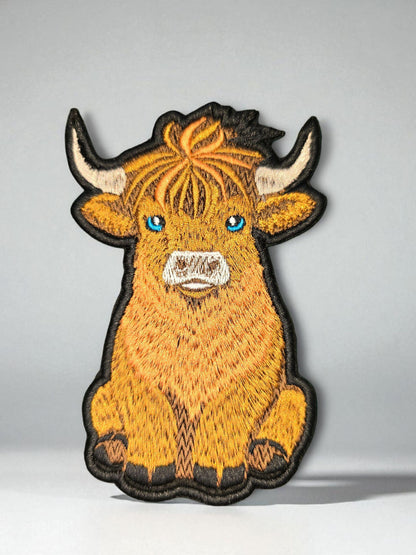 Highland COW Embroidered Patch, Red Brown, Iron-on Patch, COW Lovers, Clothing Repair Patch