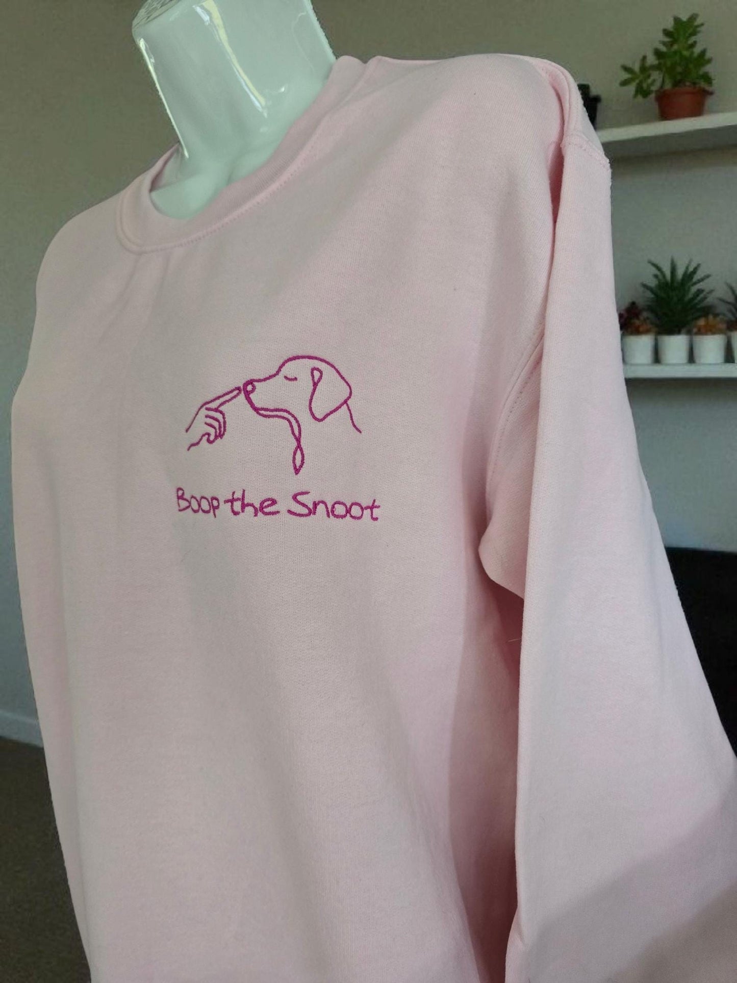Boop the Snoot Embroidered Sweatshirt | Dog Lover Gift | Cosy Unisex Jumper in Military Green, Pink, Blue, Black & Dark Heather