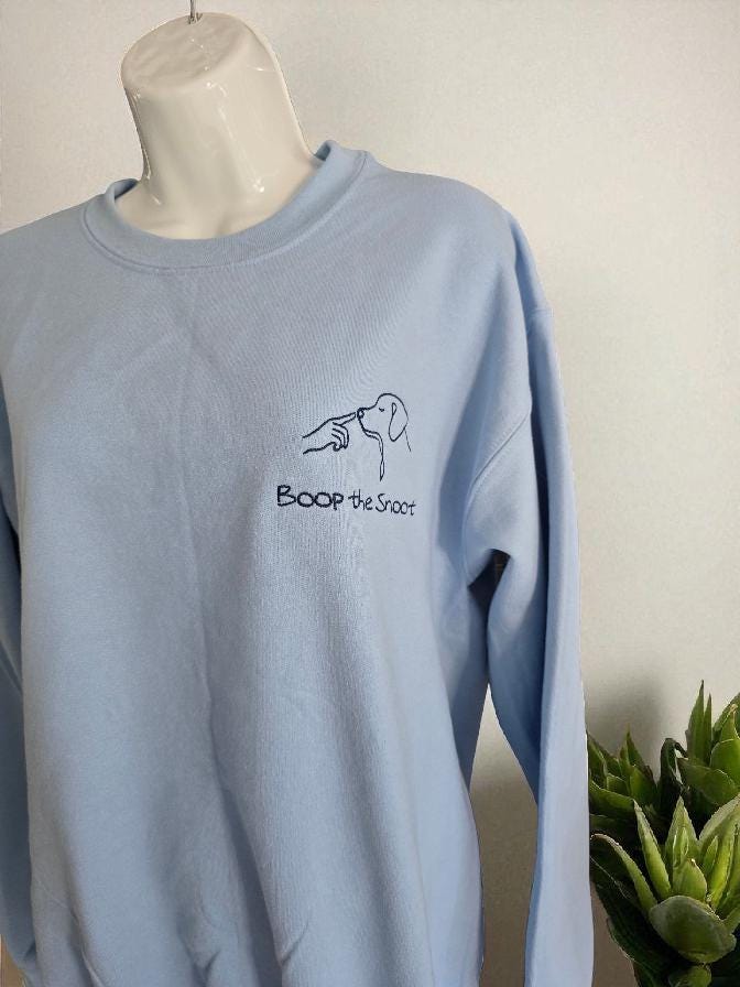 Boop the Snoot Embroidered Sweatshirt | Dog Lover Gift | Cosy Unisex Jumper in Military Green, Pink, Blue, Black & Dark Heather