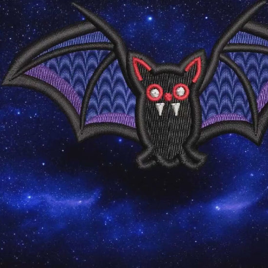 Embroidered Vampire Bat Iron-On Patch, Applique Bat Patch, Halloween Patch, Bonfire Patch, UK