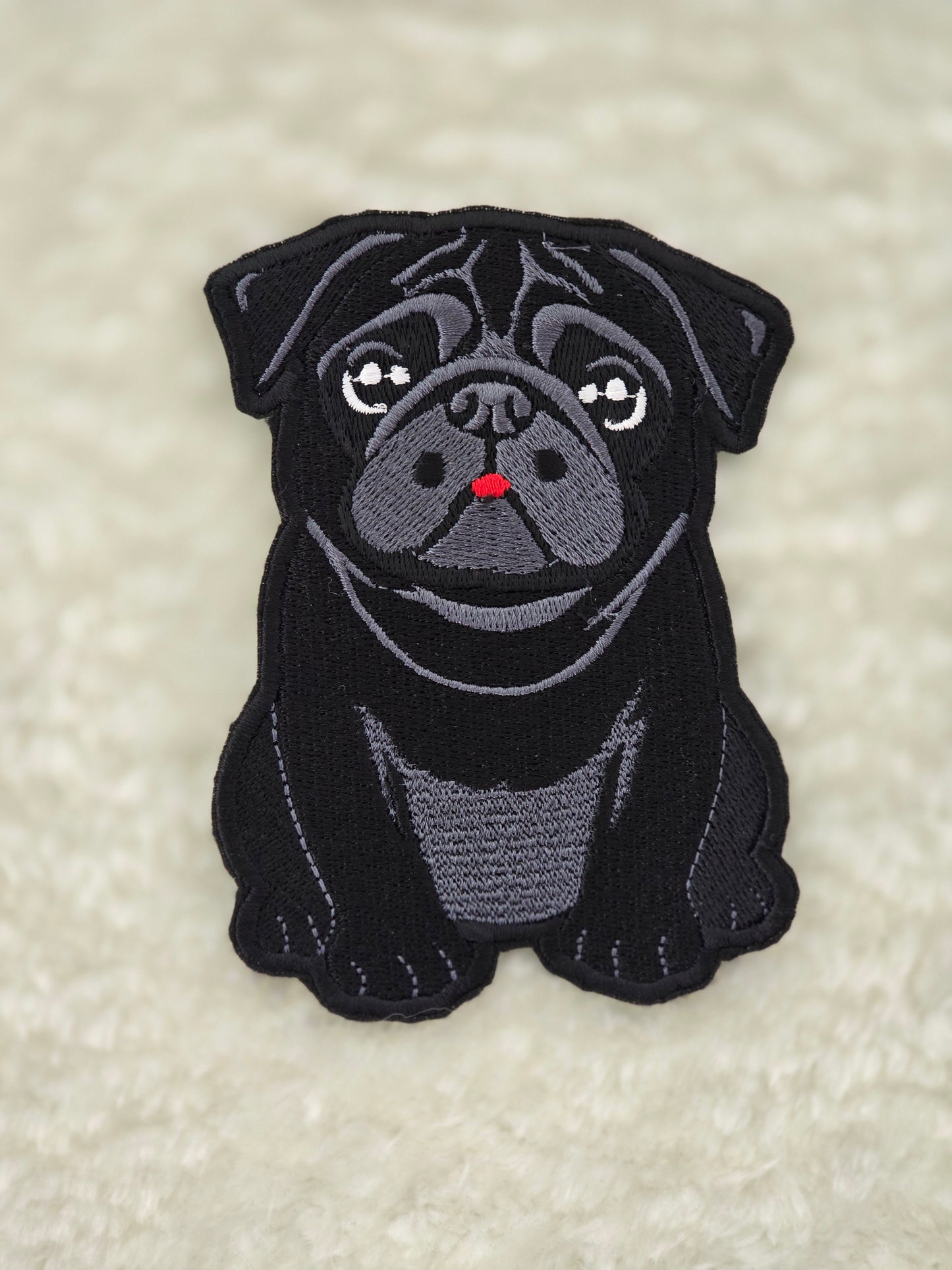 Large Pug Iron-On Patch, 12cm x 8.5cm, Dog Lovers Gift, Pug Lovers, Bag Patches, Jeans Patch, Cute Patch